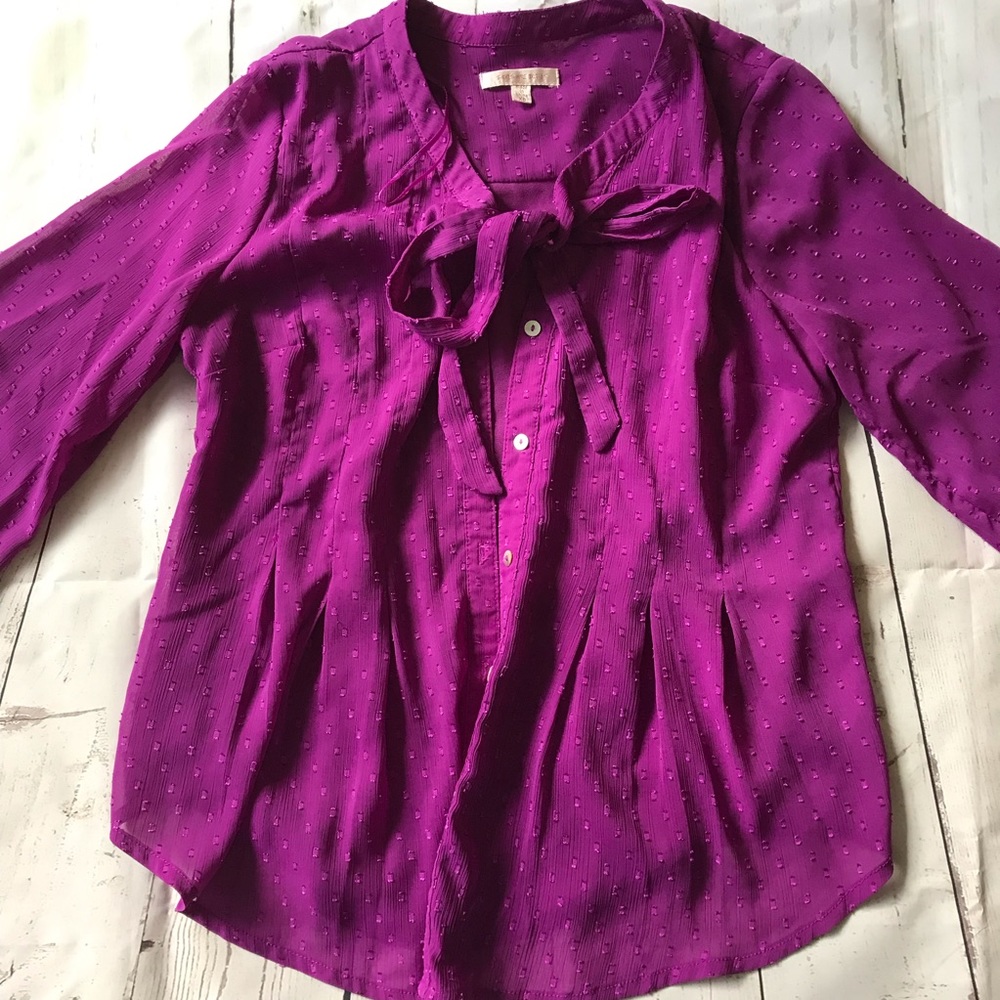 Skies Are Blue: Purple Button-Down Blouse